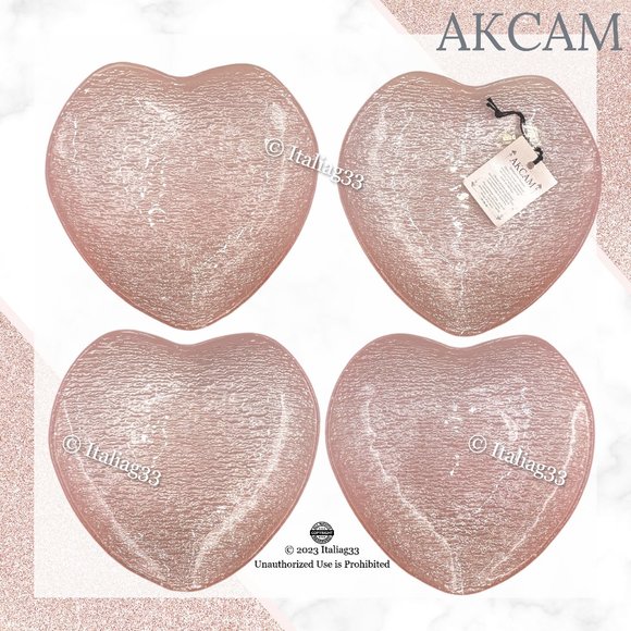 Akcam Other - AKCAM Turkish Glass PINK Heart Ombre Plates 7" Glitter Sparkle Set of 4 NEW!!